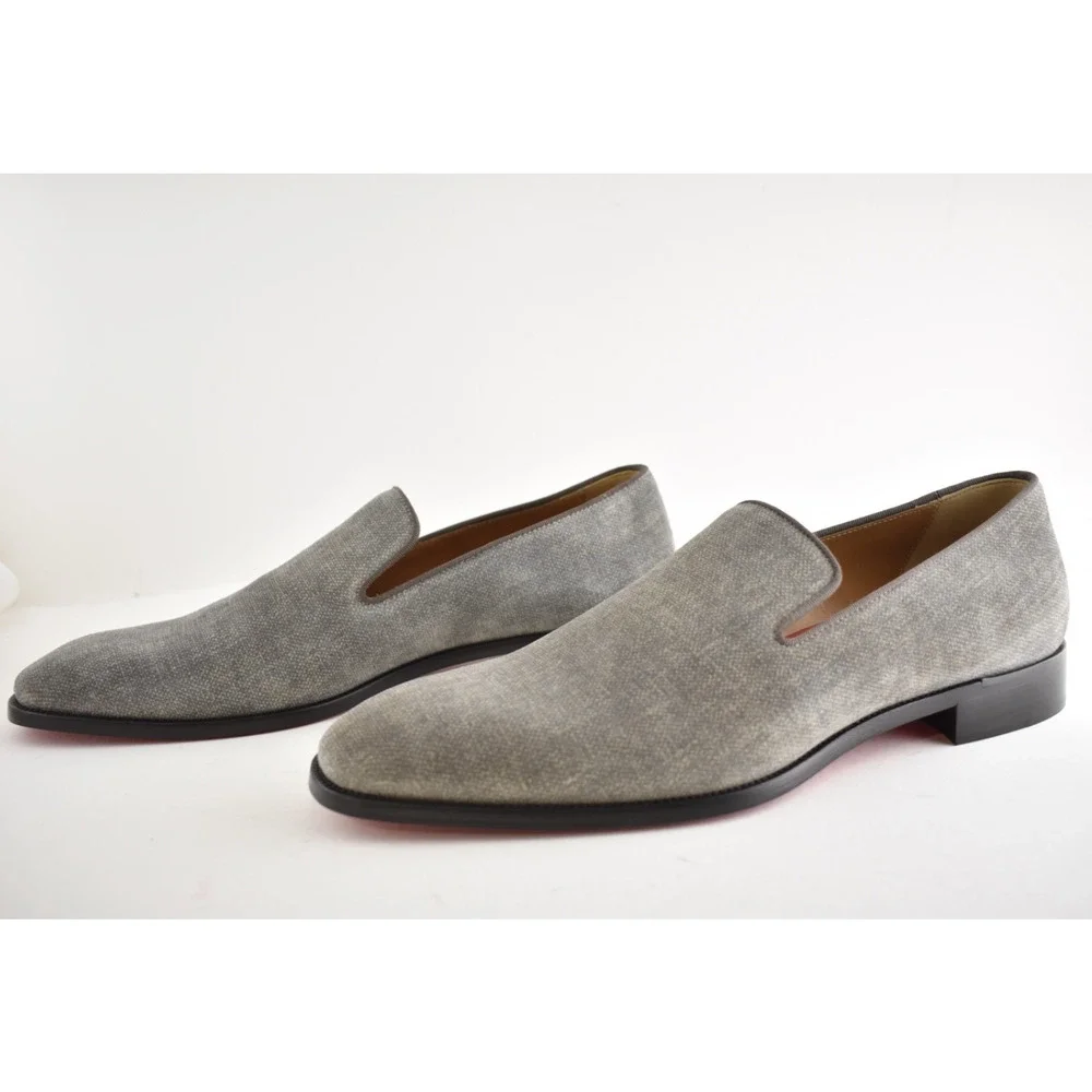 Christian Louboutin Mens Danny Flex Flat Crosta Silex Grey Dress Loafer 43 10